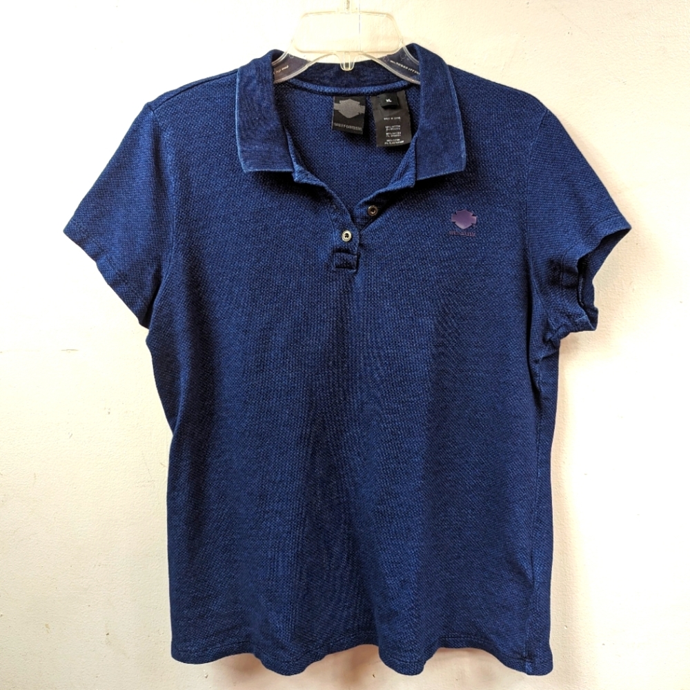 Harley Davidson Motorcycles Womens Size XL 3 Button Polo Shirt Logo
